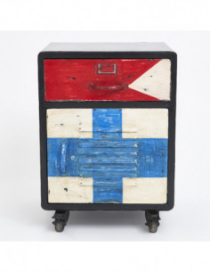 Mesita de noche con banderas