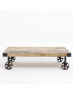 Mesa auxiliar baja de madera y metal 2