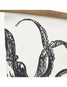 Lámina pulpo marino en tela y madera 2