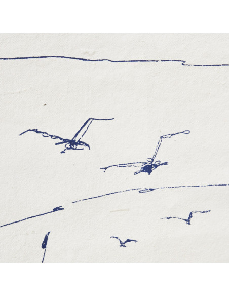 Lámina de tela pesquero y gaviotas