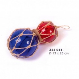 Boyas de pesca en azul y rojo