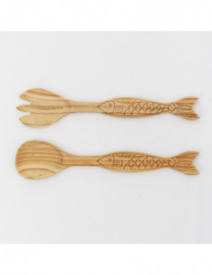 Juego de dos cubiertos pez para ensalada