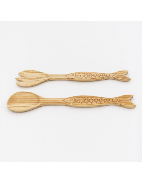 Set cubiertos pez de madera 