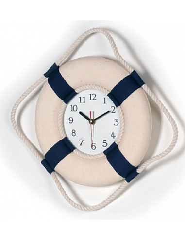 Reloj boya salvavidas decorativa en color crudo y azul