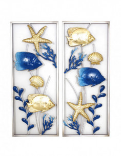 Cuadro decorativo rectangular con motivos marineros y precioso marco  tallado - Alicia Designart