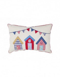 Cojín con diseño de casitas de playa