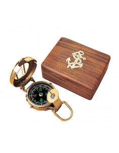 Brújula de ingeniero en latón con caja marinera