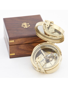 Brújula Brunton con caja de madera de palisandro