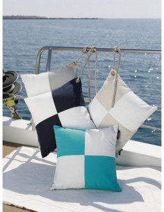 Cojín de cuadros marinos beige 2