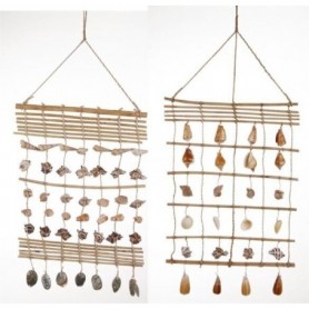 Colgante de mimbre con caracolas marinero