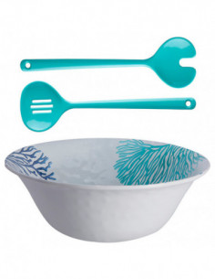 Set de ensaladera y cubiertos diseño coral