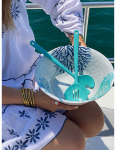 Set de ensaladera y cubiertos diseño coral 2