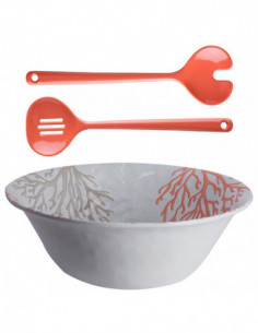 Ensaladera y cubiertos coral Harmony