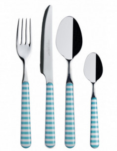 Cubiertos turquesa de rayas