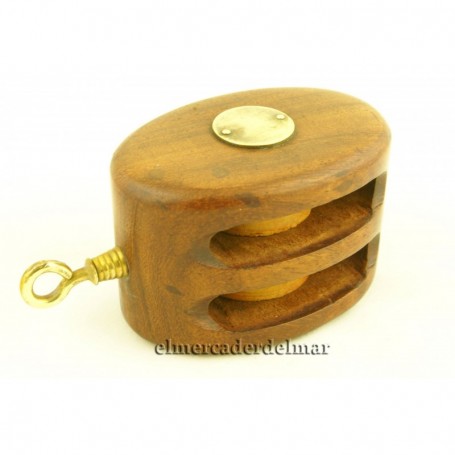Polea náutica de madera y latón