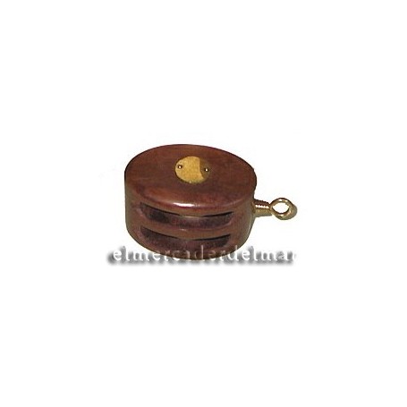 Polea náutica de madera y latón