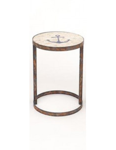 Mesita marina madera y metal mediana