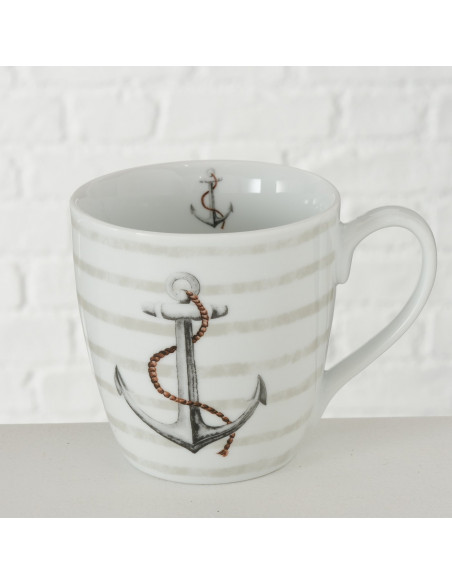 Mug ancla diseño plateado