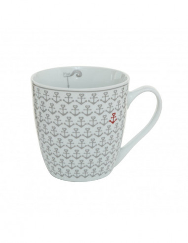 Mug cerámica anclas beige