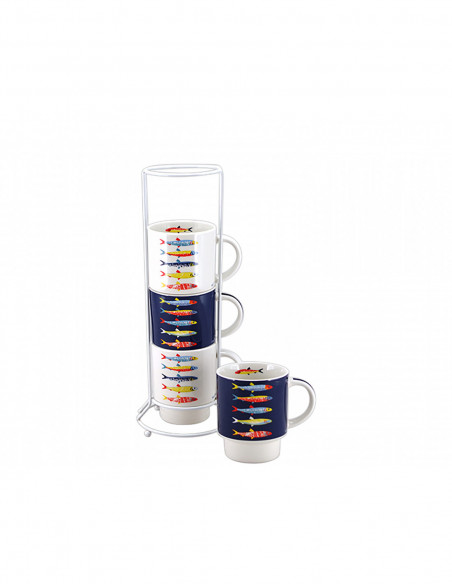 Conjunto de tazas marinas de sardinas 