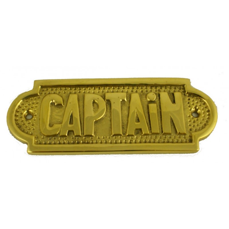 Placa náutica de latón Captain en ingles