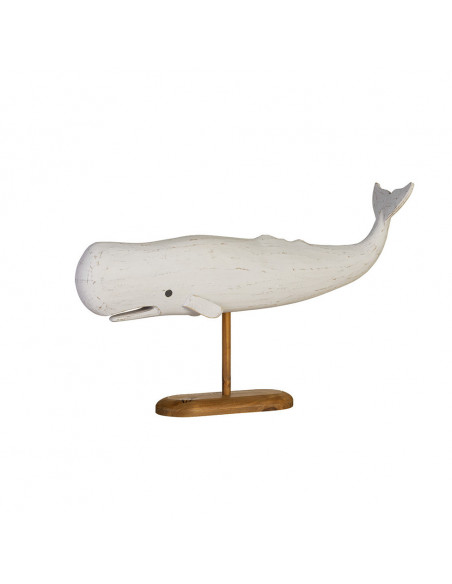 Ballena pequeña blanca de madera