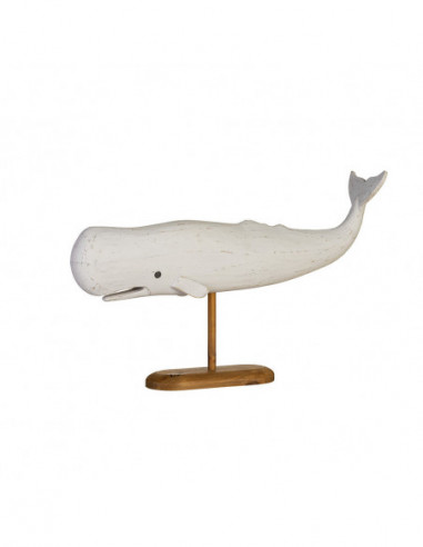 Ballena pequeña blanca de madera