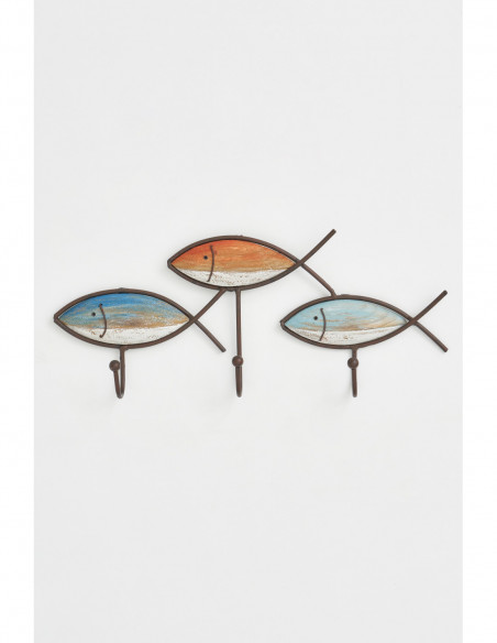 Perchero de peces madera y metal