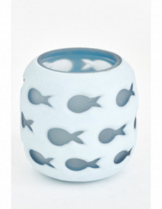 Portavelas de cristal navy