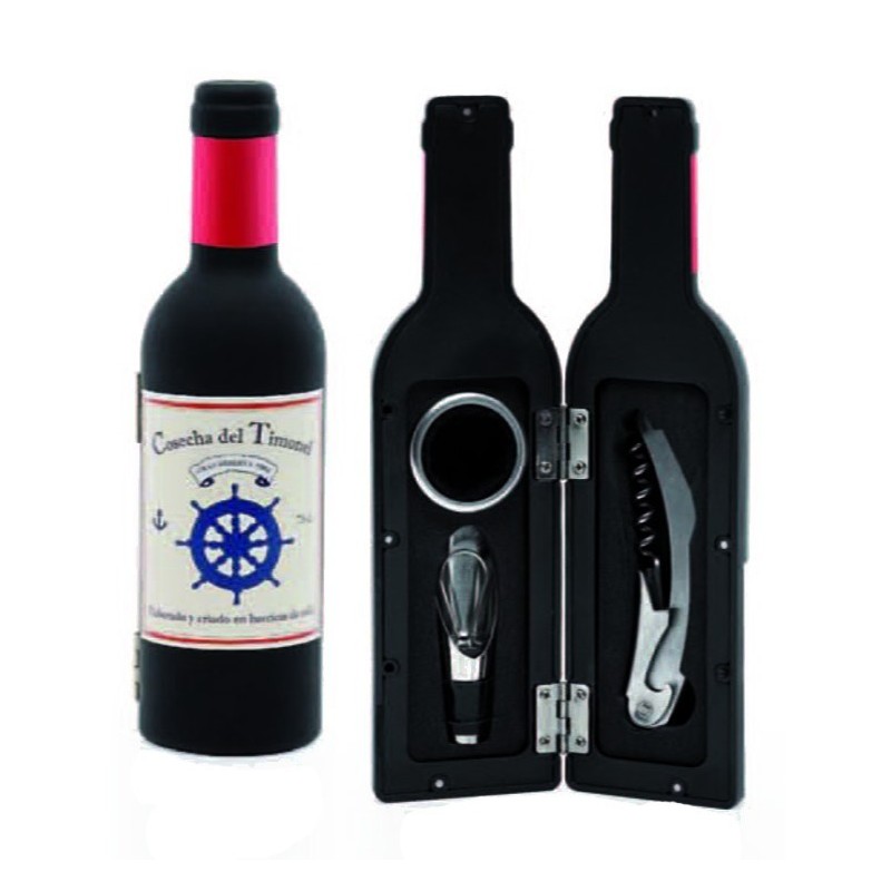 Estuche náutico botella con accesorios para el vino