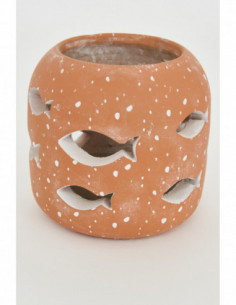 Portavelas marrón de cemento peces  2