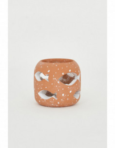 Portavelas pequeño cemento navy