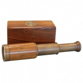 Catalejo náutico de madera y latón envejecido
