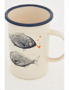 Mug crema diseño de peces 2
