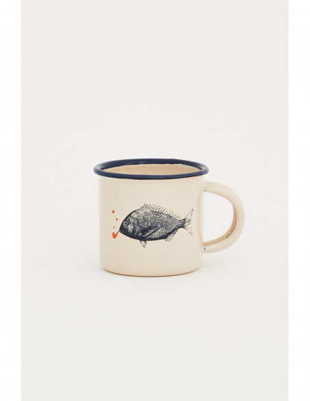 Mini mug crema diseño de peces