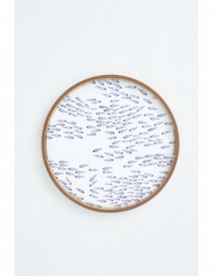 Bandeja grande peces madera esmaltada