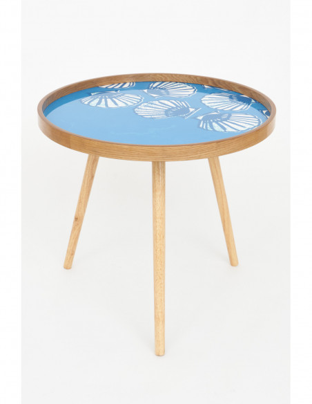 Mesa grande conchitas azules