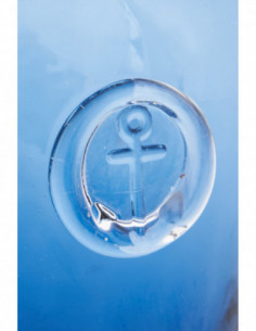 Botella cristal azul sello ancla 2