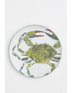 Plato grande cangrejo verde