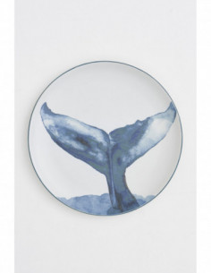 Plato grande cola de ballena azul