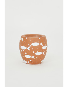 Portavelas marrón de peces