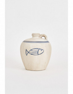 Jarra terracota redonda de pez