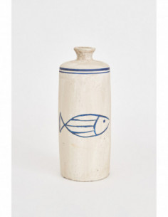 Botella alargada terracota de pez