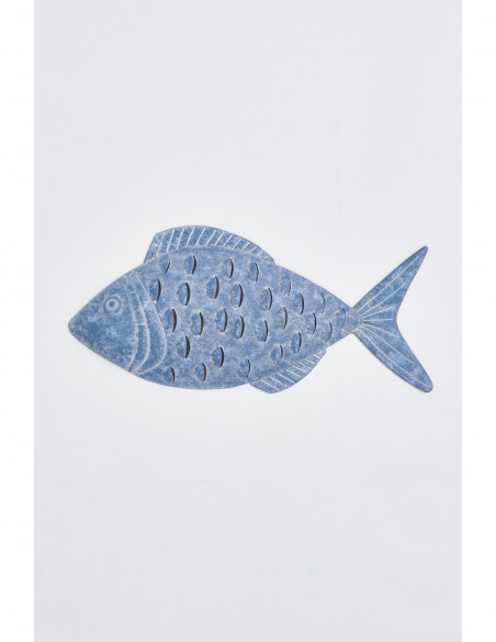 Pez de pared hojalata azul