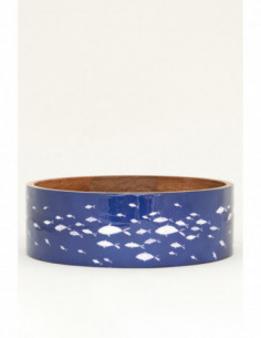 Bol de madera esmaltada azulino