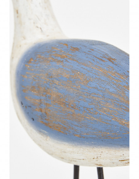 Pájaro con base de madera azul