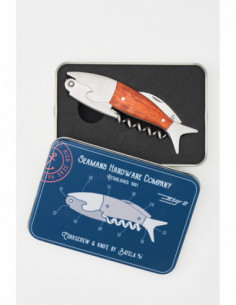 Sacacorchos y navaja de pez metal