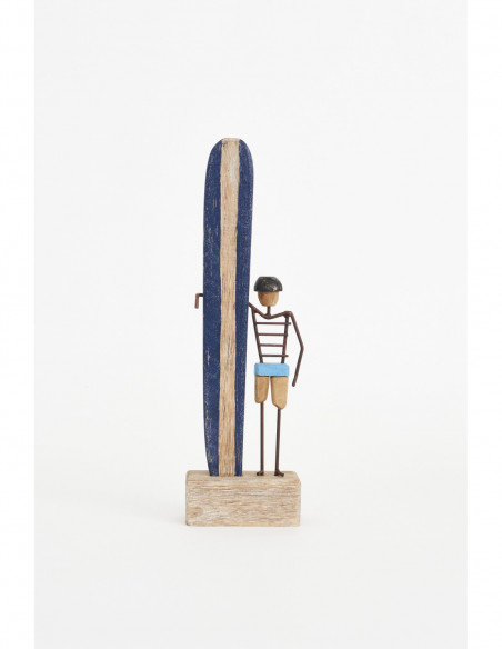 Surfero pequeño de madera y metal
