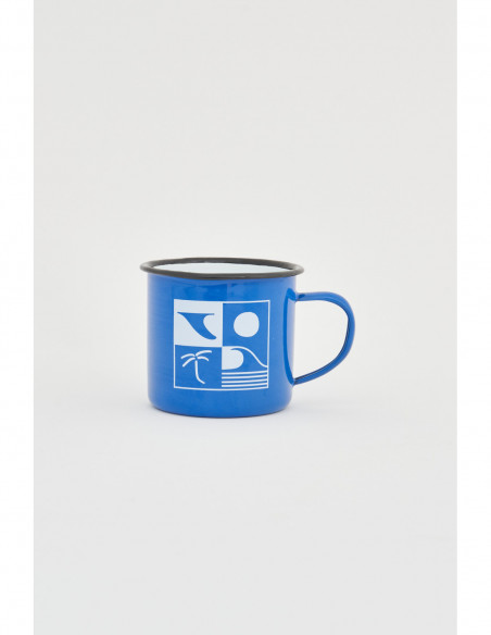 Taza azulina de metal