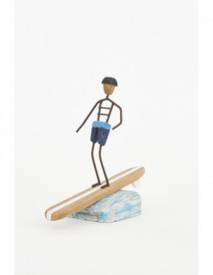Surfero de madera y metal decorativo